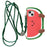 For iPhone 15 Silicone Case Standing Watermelon Design Kickstand Shockproof Phone Cover with Shoulder Strap - 1