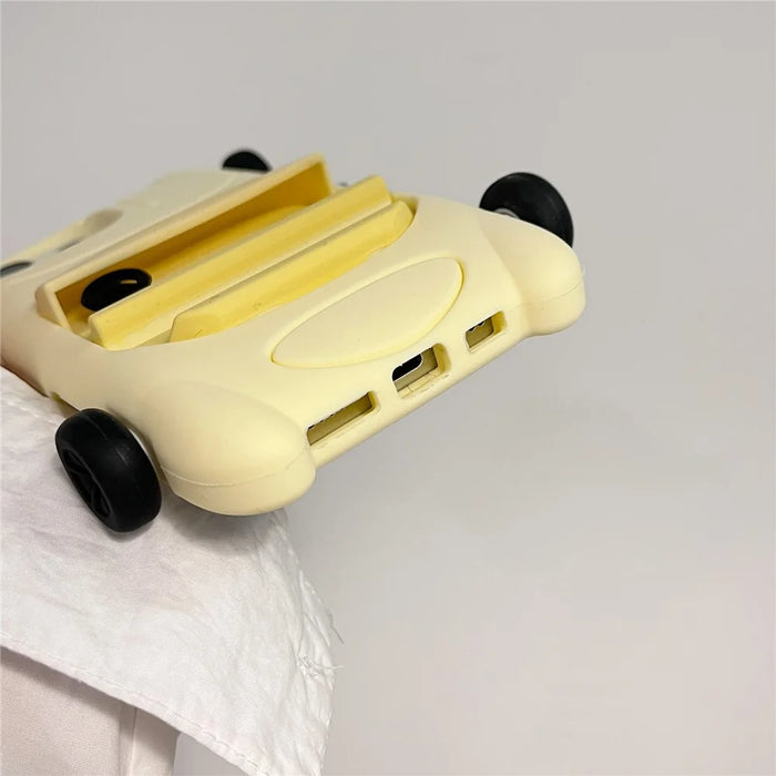 For iPhone 16 Pro Max Silicone Case Cute Sports Car Style Shockproof Phone Cover - Yellow - 6