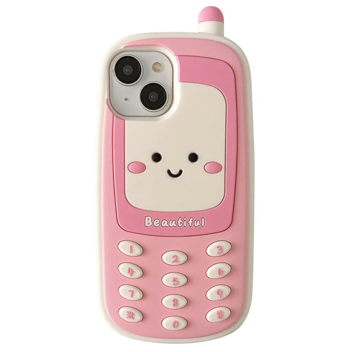 For iPhone 15 Silicone Case Cute Smile Face Phone Style Shockproof Durable Phone Cover - 1