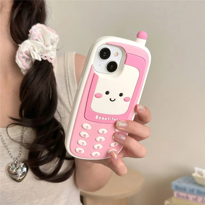 For iPhone 15 Silicone Case Cute Smile Face Phone Style Shockproof Durable Phone Cover - 2