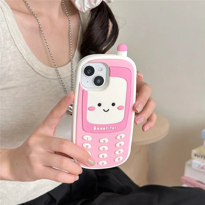 For iPhone 15 Silicone Case Cute Smile Face Phone Style Shockproof Durable Phone Cover - 4