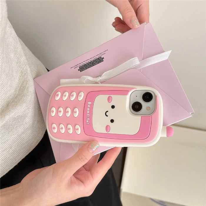 For iPhone 15 Silicone Case Cute Smile Face Phone Style Shockproof Durable Phone Cover - 5