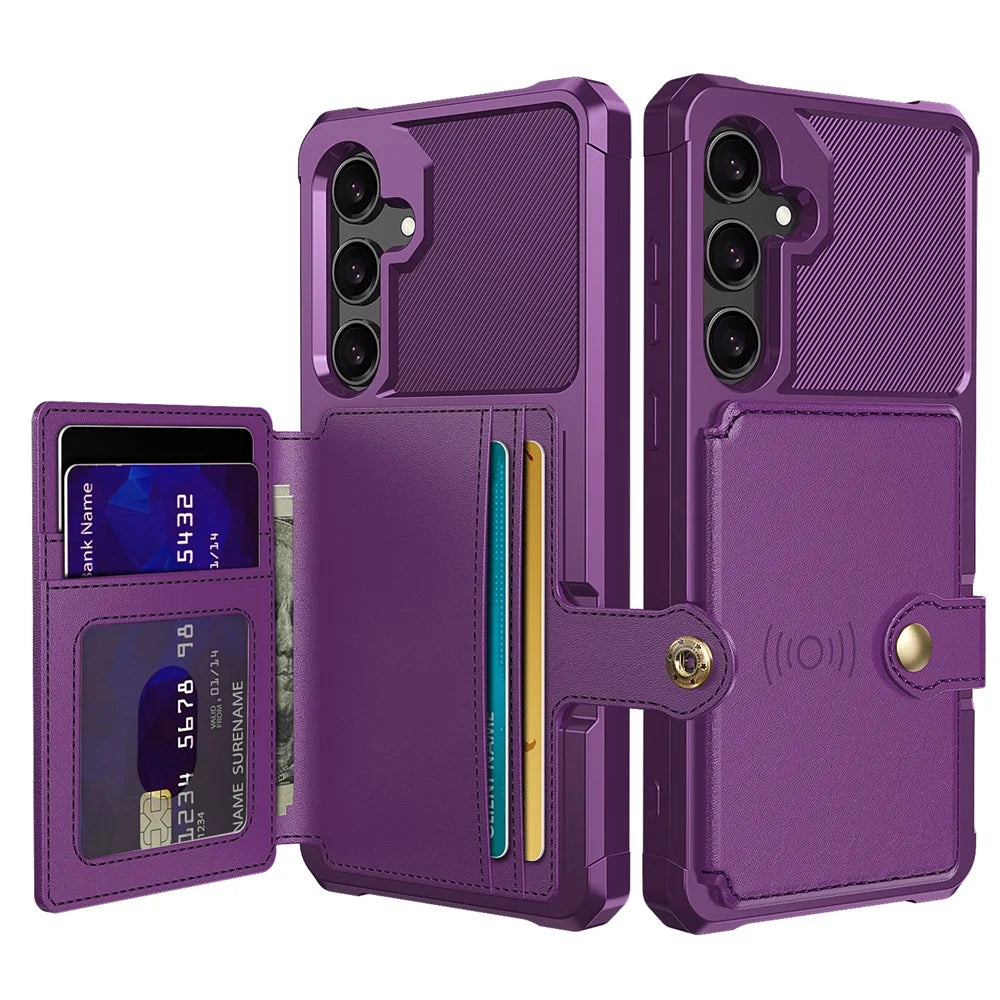 For Samsung Galaxy A56 5G Case with Card Holder PU Leather + TPU Phone Back Cover - Purple - 1