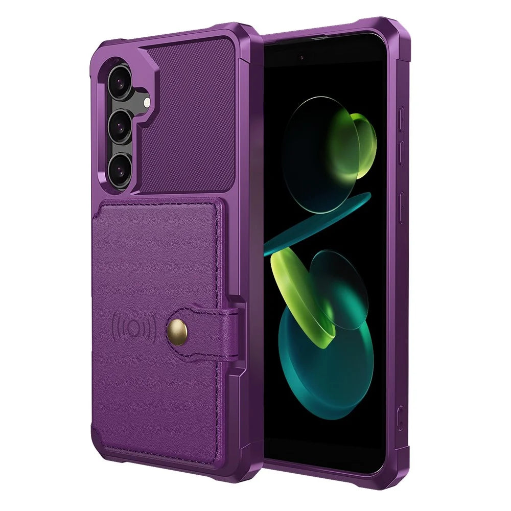 For Samsung Galaxy A56 5G Case with Card Holder PU Leather + TPU Phone Back Cover - Purple - 2