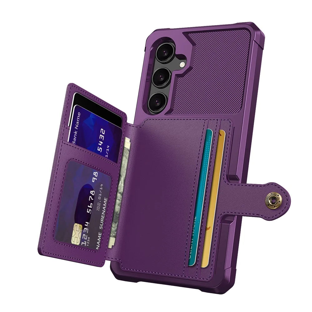For Samsung Galaxy A56 5G Case with Card Holder PU Leather + TPU Phone Back Cover - Purple - 3