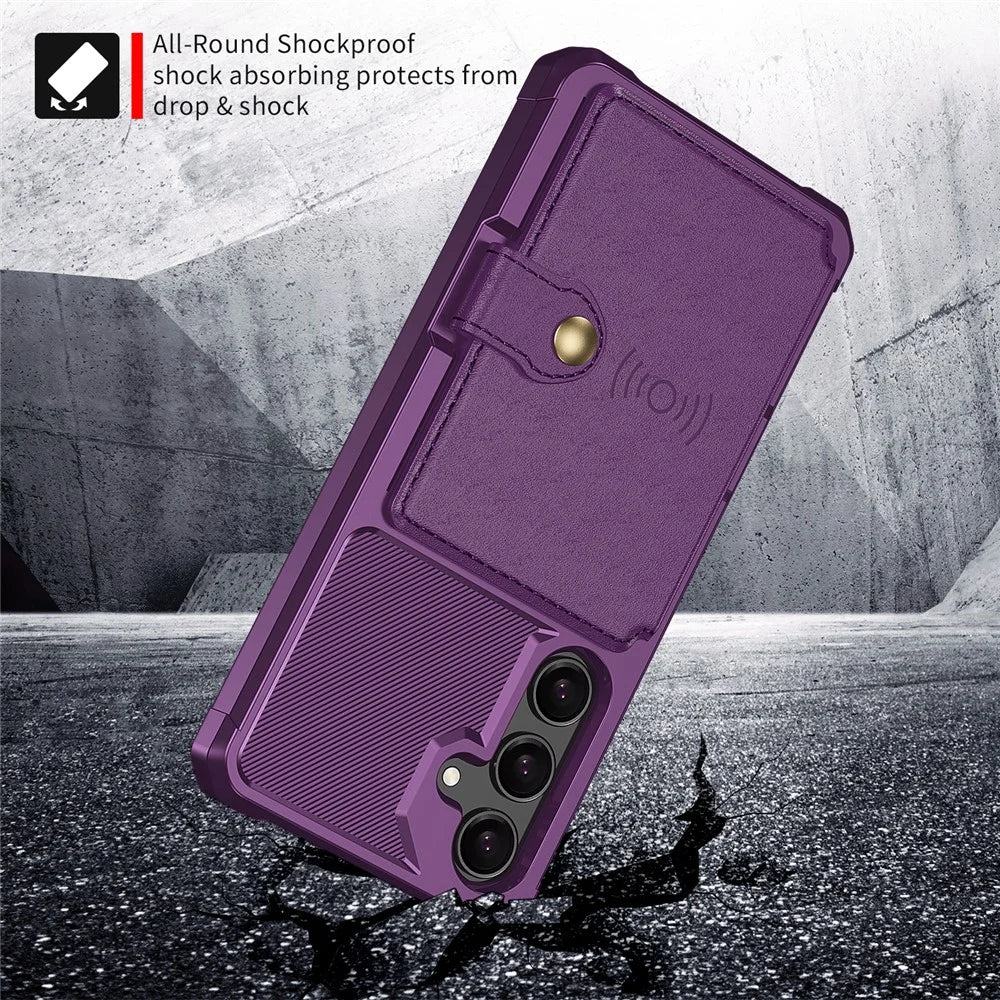 For Samsung Galaxy A56 5G Case with Card Holder PU Leather + TPU Phone Back Cover - Purple - 6