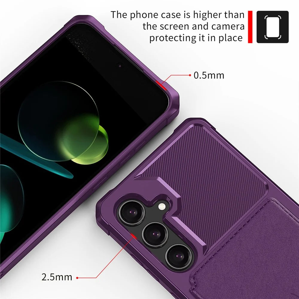 For Samsung Galaxy A56 5G Case with Card Holder PU Leather + TPU Phone Back Cover - Purple - 7