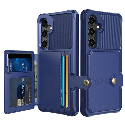 For Samsung Galaxy A36 5G Case with Card Holder PU Leather + TPU Phone Back Cover - Blue - 1