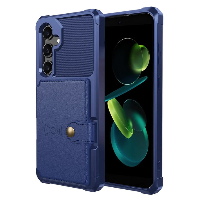 For Samsung Galaxy A36 5G Case with Card Holder PU Leather + TPU Phone Back Cover - Blue - 2