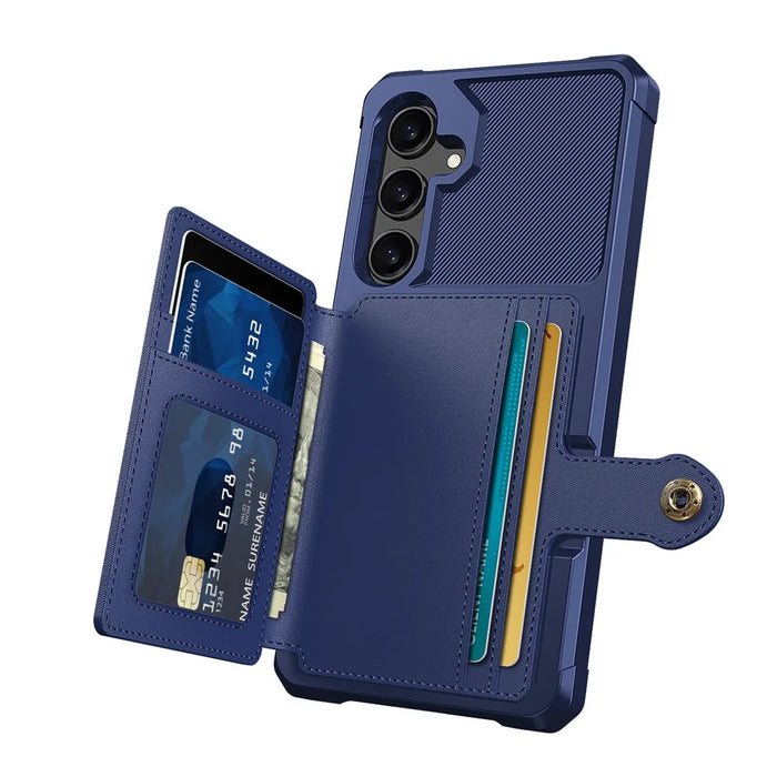 For Samsung Galaxy A36 5G Case with Card Holder PU Leather + TPU Phone Back Cover - Blue - 5
