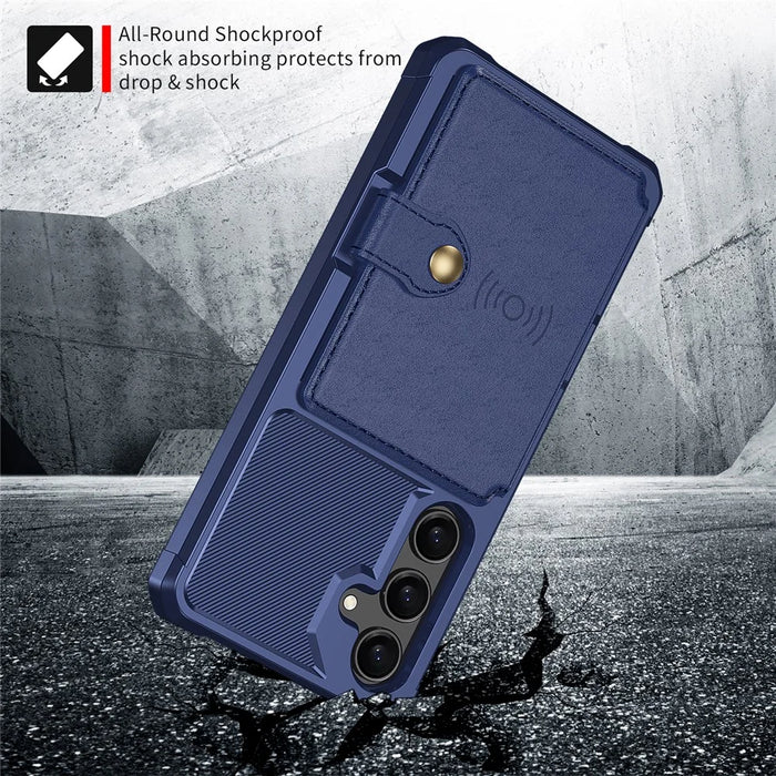 For Samsung Galaxy A36 5G Case with Card Holder PU Leather + TPU Phone Back Cover - Blue - 6