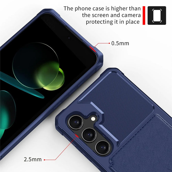 For Samsung Galaxy A36 5G Case with Card Holder PU Leather + TPU Phone Back Cover - Blue - 7