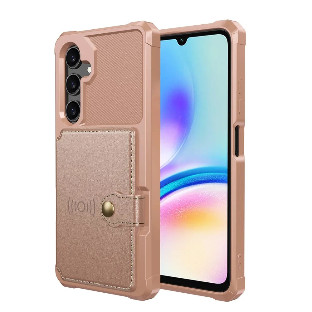 For Samsung Galaxy A26 5G Case with Card Holder PU Leather + TPU Phone Back Cover - Pink - 2