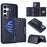 BETOPNICE For Samsung Galaxy S24 Magnetic Case  Leather Phone Cover Kickstand with Detachable Card Bag - Blue - 1