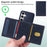BETOPNICE For Samsung Galaxy S24 Magnetic Case  Leather Phone Cover Kickstand with Detachable Card Bag - Blue - 3