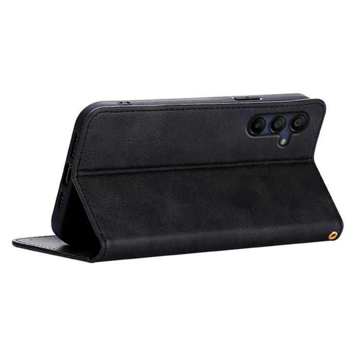 For Samsung Galaxy A26 5G Case Wallet Calf Texture Leather Phone Cover with Hidden Magnetic Closure - Black - 4