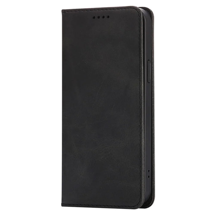 For Samsung Galaxy A26 5G Case Wallet Calf Texture Leather Phone Cover with Hidden Magnetic Closure - Black - 5