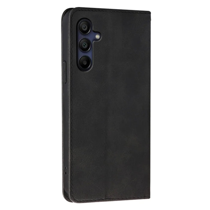 For Samsung Galaxy A26 5G Case Wallet Calf Texture Leather Phone Cover with Hidden Magnetic Closure - Black - 6