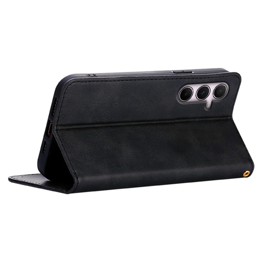 For Samsung Galaxy A36 5G / A56 5G Case Wallet Calf Texture Leather Phone Cover with Hidden Magnetic Closure - Black - 4