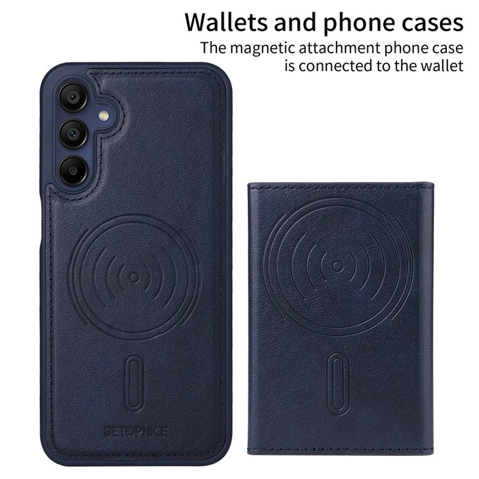 BETOPNICE For Samsung Galaxy A15 5G Magnetic Case  Leather Phone Cover Kickstand with Detachable Card Bag - Blue - 2