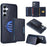 BETOPNICE For Samsung Galaxy A55 5G Magnetic Case  Leather Phone Cover Kickstand with Detachable Card Bag - Blue - 1
