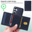 BETOPNICE For Samsung Galaxy A55 5G Magnetic Case  Leather Phone Cover Kickstand with Detachable Card Bag - Blue - 3