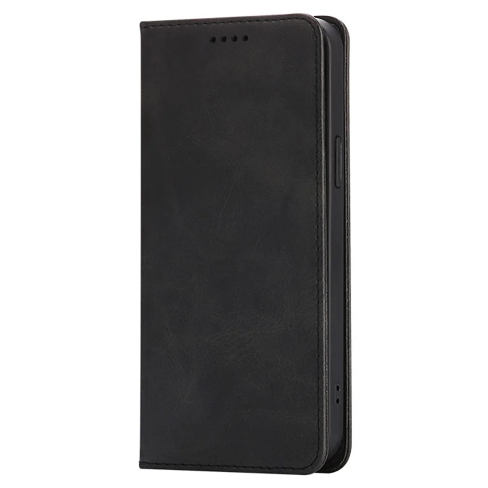 For Samsung Galaxy S24 Ultra Case Wallet Calf Texture Leather Phone Cover with Hidden Magnetic Closure - Black - 6