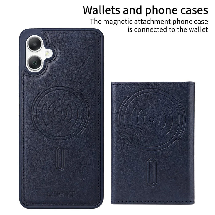 BETOPNICE For Samsung Galaxy A06 4G Magnetic Case  Leather Phone Cover Kickstand with Detachable Card Bag - Blue - 2