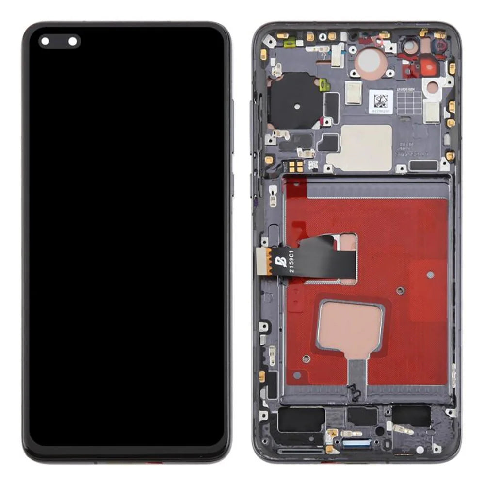 For Huawei P40 Grade C LCD Screen and Digitizer Assembly + Frame Part (TFT Technology) (Without Logo) - Black - 1