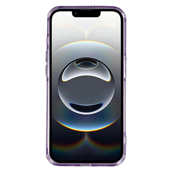 For iPhone 17e / 16e Case with Mirror IMD PC + TPU Phone Cover with Glass Lens Film - Feather Pattern / Purple - 2