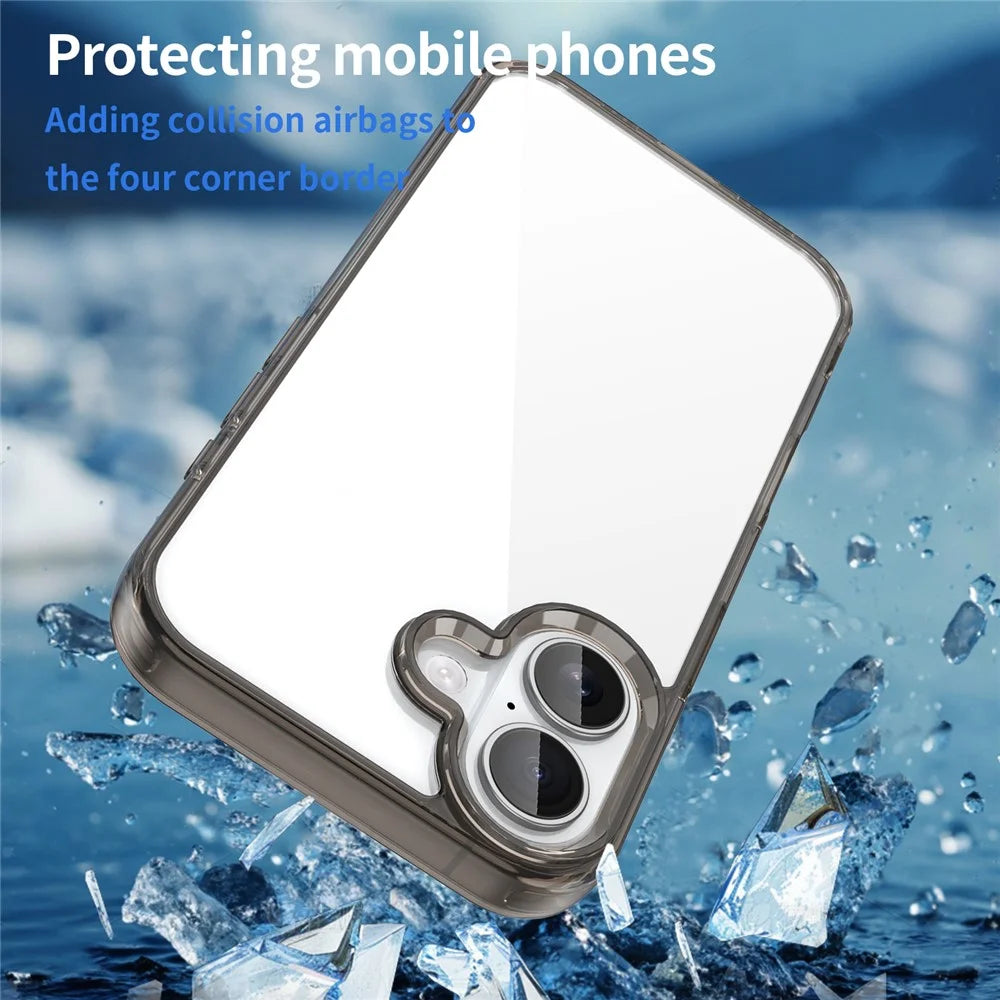 For iPhone 16 Plus Case TPU + Acrylic Phone Back Cover Anti Yellowing - Black - 4
