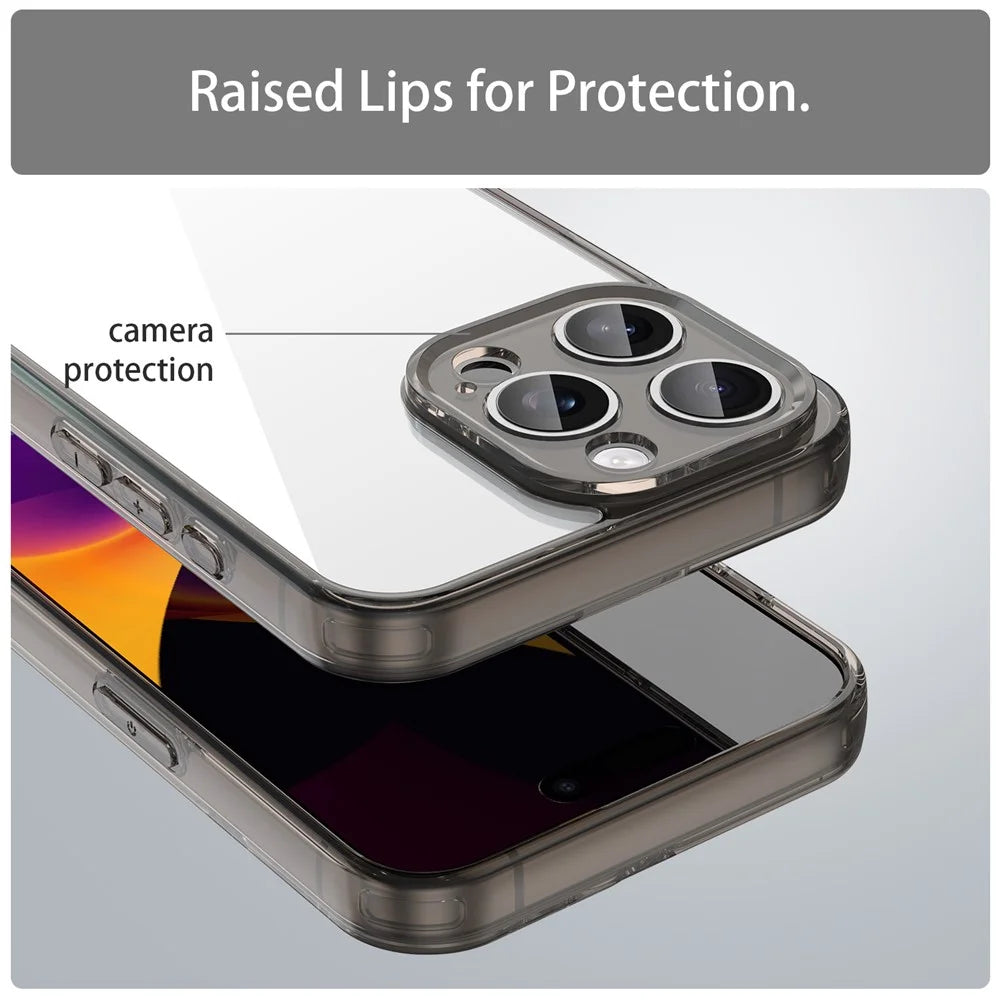 For iPhone 15 Pro Case TPU + Acrylic Phone Back Cover Anti Yellowing - Black - 5