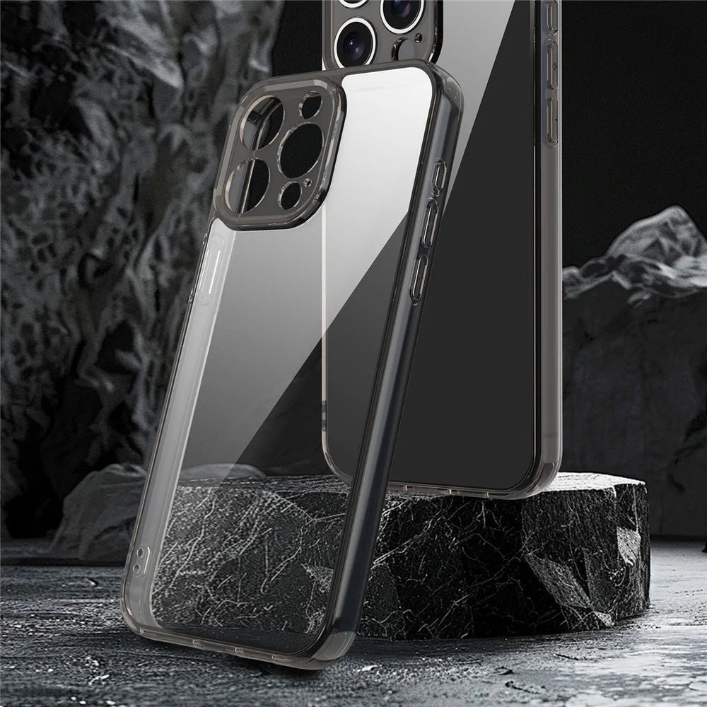 For iPhone 15 Pro Max Case TPU + Acrylic Phone Back Cover Anti Yellowing - Black - 3