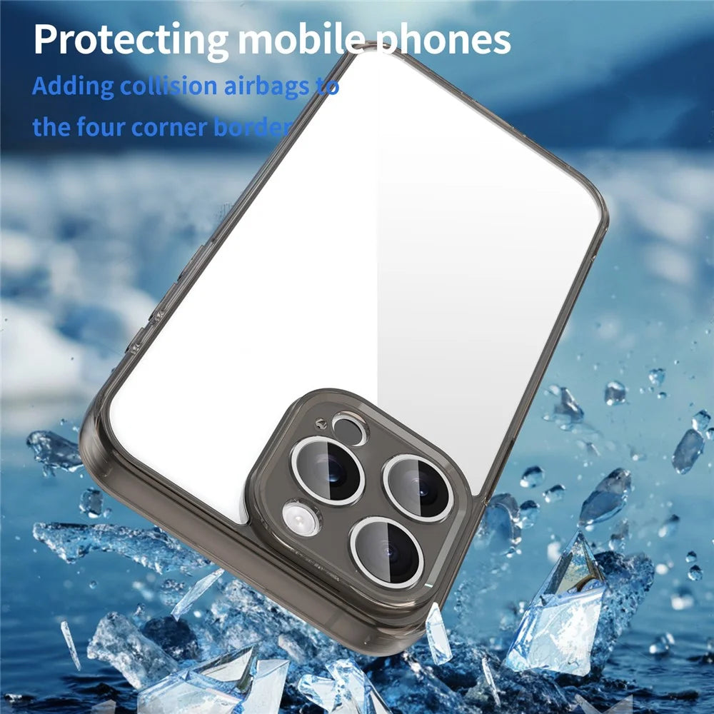 For iPhone 15 Pro Max Case TPU + Acrylic Phone Back Cover Anti Yellowing - Black - 4