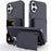 For iPhone 16 Plus Case with Card Holder / Mirror / Kickstand TPU + PC Phone Back Cover - Black - 2