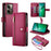 DF-011 For Realme 14 5G Case Zipper Pocket Wallet Leather Phone Cover with Straps - Red - 1