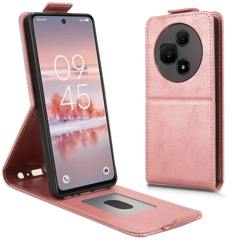 For TCL 60 NxtPaper 4G Stand Case Magnetic Clasp Vertical Flip Leather Phone Cover with Card Holder - Rose Gold - 1