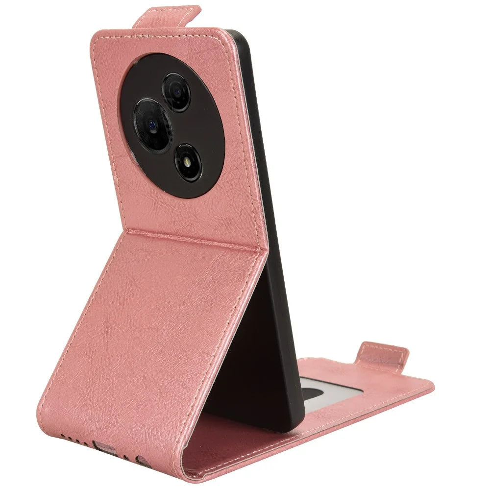 For TCL 60 NxtPaper 4G Stand Case Magnetic Clasp Vertical Flip Leather Phone Cover with Card Holder - Rose Gold - 2