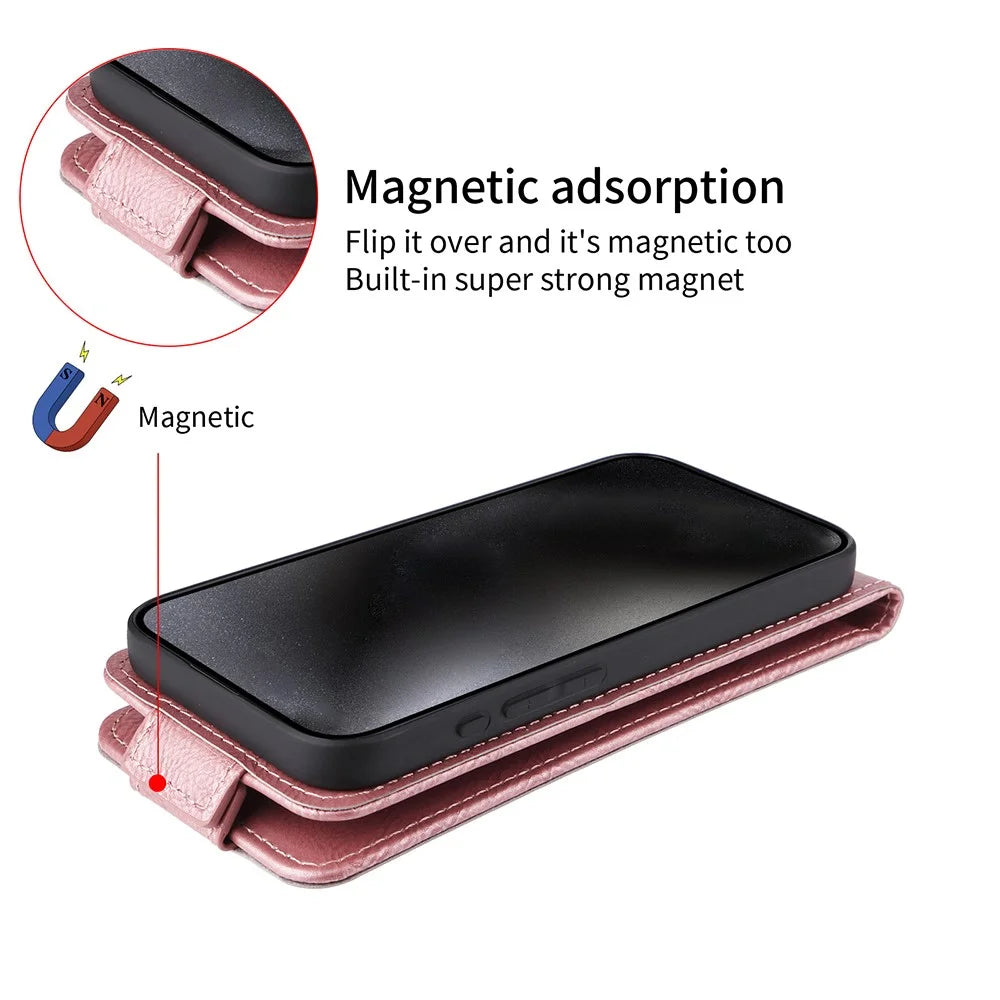 For TCL 60 NxtPaper 4G Stand Case Magnetic Clasp Vertical Flip Leather Phone Cover with Card Holder - Rose Gold - 3