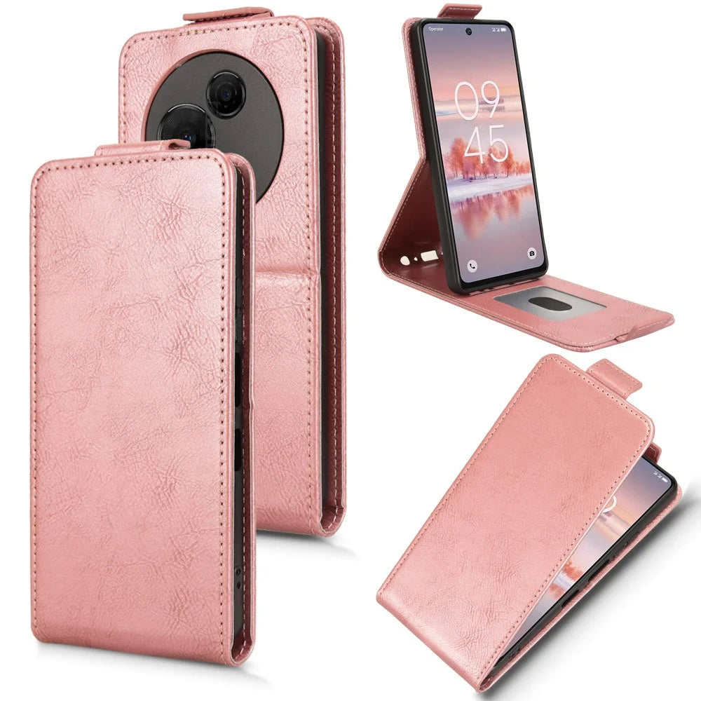 For TCL 60 NxtPaper 4G Stand Case Magnetic Clasp Vertical Flip Leather Phone Cover with Card Holder - Rose Gold - 5
