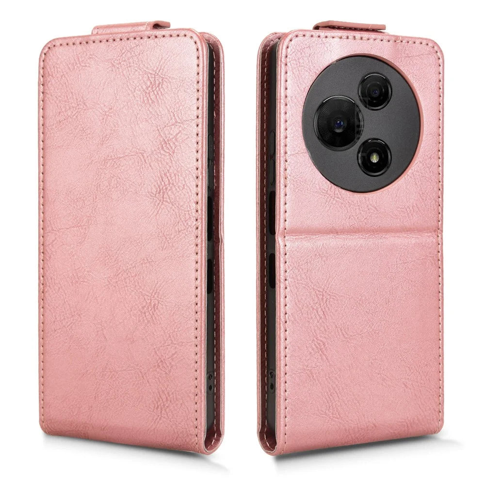 For TCL 60 NxtPaper 4G Stand Case Magnetic Clasp Vertical Flip Leather Phone Cover with Card Holder - Rose Gold - 6