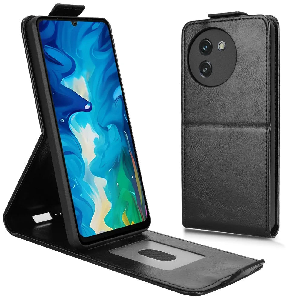 For Doogee Note 59 Pro  /  Note 59 Stand Case Magnetic Clasp Vertical Flip Leather Phone Cover with Card Holder - Black - 1