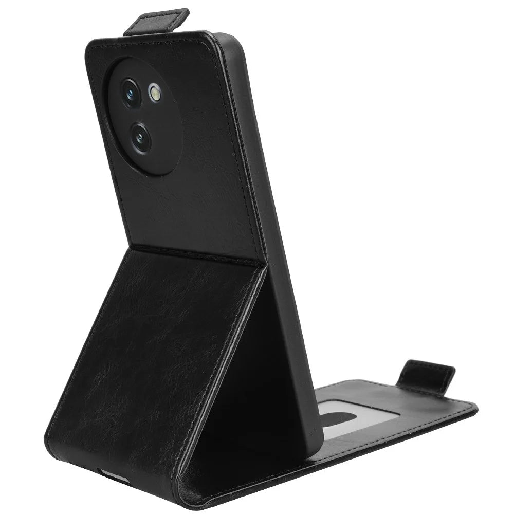 For Doogee Note 59 Pro  /  Note 59 Stand Case Magnetic Clasp Vertical Flip Leather Phone Cover with Card Holder - Black - 2