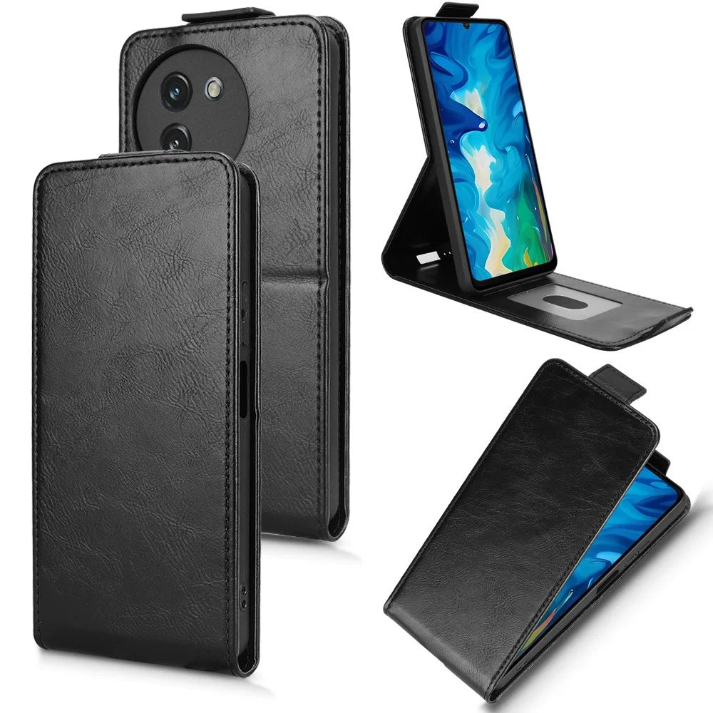 For Doogee Note 59 Pro  /  Note 59 Stand Case Magnetic Clasp Vertical Flip Leather Phone Cover with Card Holder - Black - 4