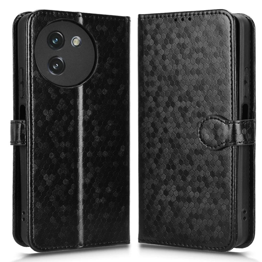 For Doogee Note 59 Pro  /  Note 59 Wallet Case Dot Pattern Imprint PU Leather Phone Cover - Black - 1