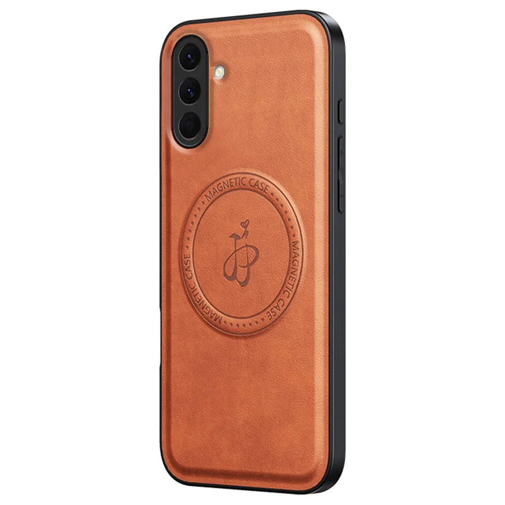 For Samsung Galaxy A56 5G Magnetic Case PU + TPU + PC Phone Back Cover Drop Resistant - Brown - 1