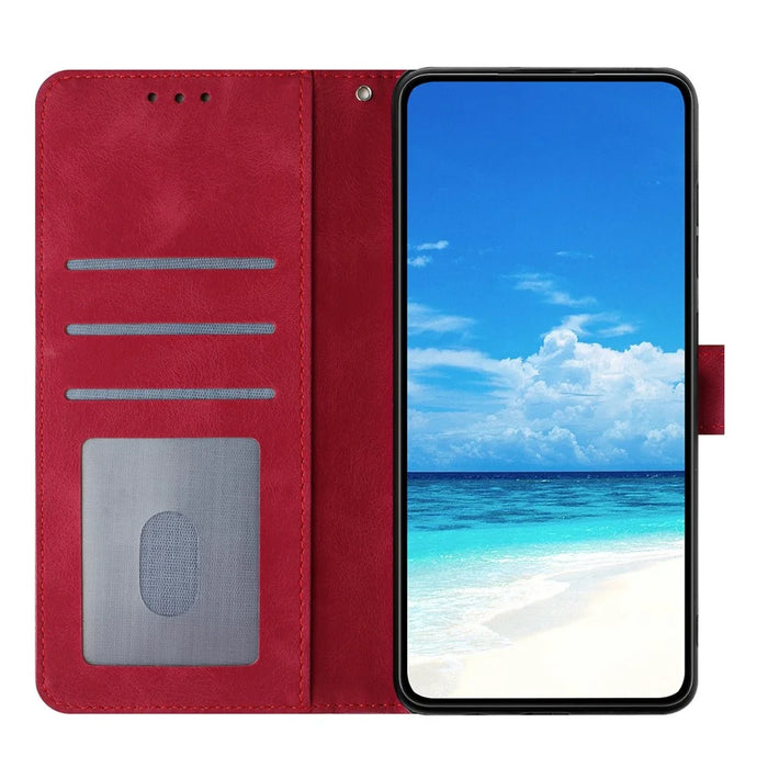 For iPhone 14 Pro Max Wallet Case Rose Pattern Imprinted Leather Flip Stand Phone Cover - Red - 3