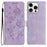 For iPhone 16 Pro Max Wallet Case Rose Pattern Imprinted Leather Flip Stand Phone Cover - Light Purple - 1