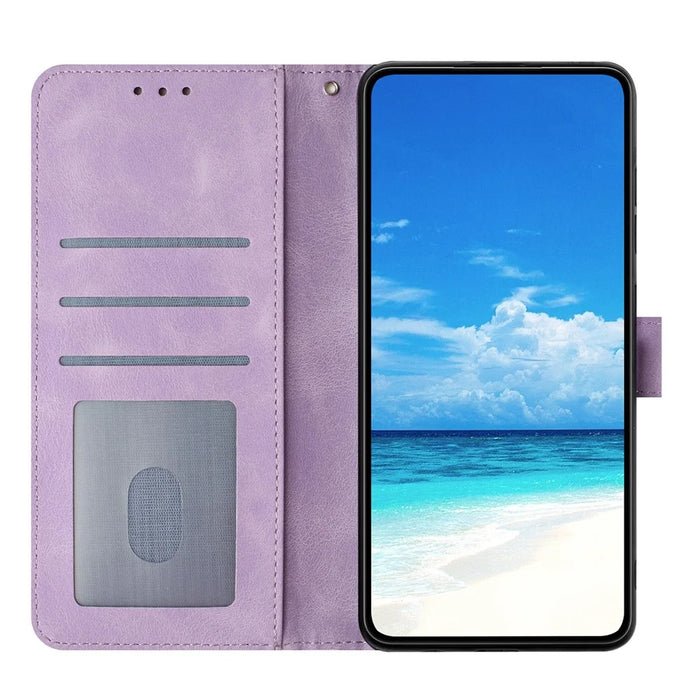 For iPhone 16 Pro Max Wallet Case Rose Pattern Imprinted Leather Flip Stand Phone Cover - Light Purple - 3