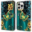 For iPhone 16 Pro Leather Case Pattern Printing Wallet Stand Anti Drop Phone Cover - Golden Flower Butterfly - 1